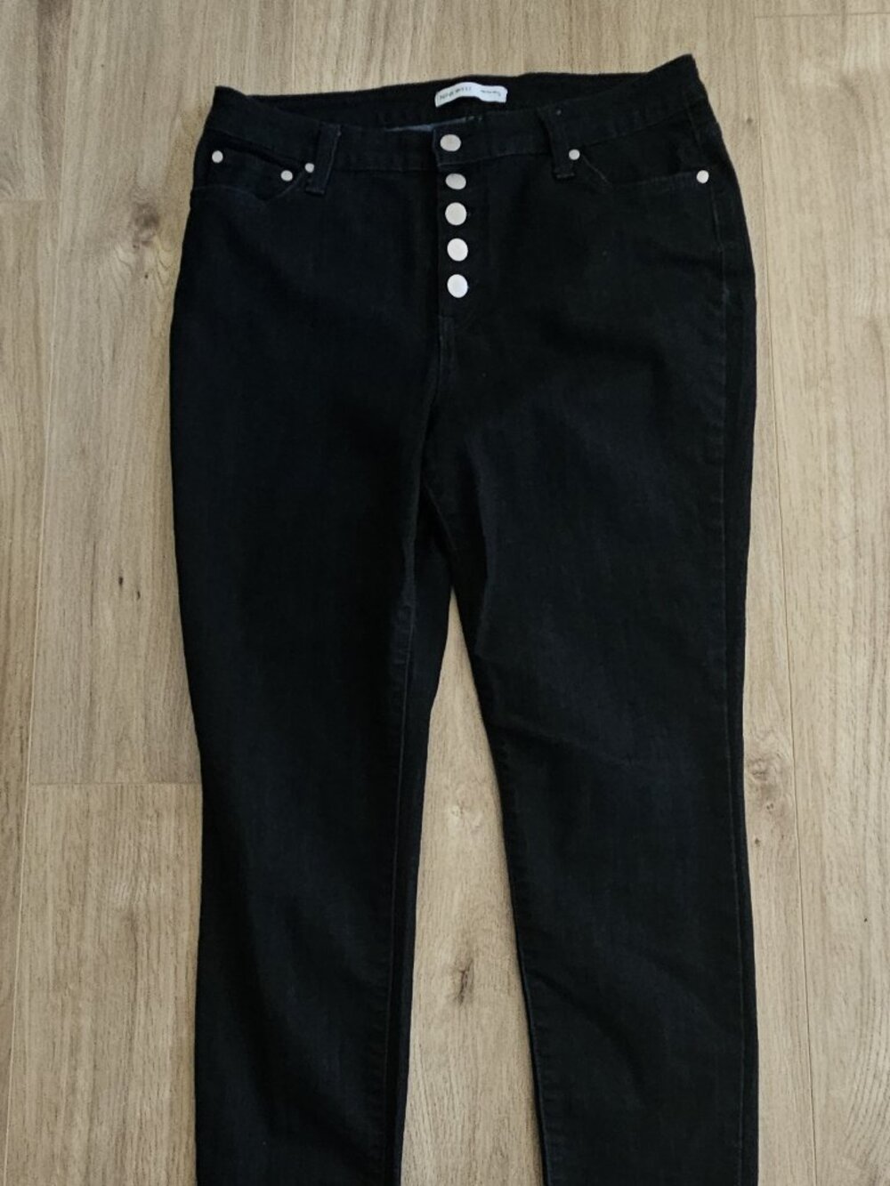 NINE WEST - Cotton blend dark wash high waisted open button fly blue jeans - Picture 6 of 9